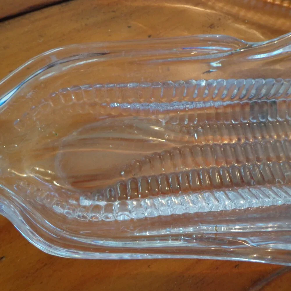 Lot of 2 Corn Dishes Hard Plastic Clear